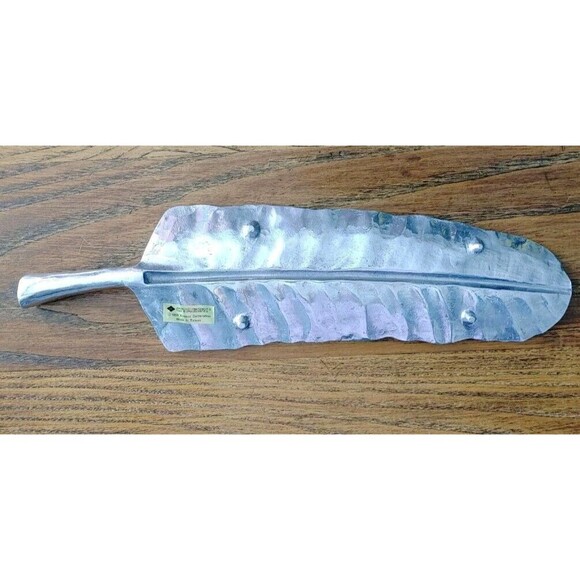 Vintage 1996 OTAGIRI SILVER TONED Banana Leaf Plate Serving Tray VGC 17"x 5" - Picture 3 of 6